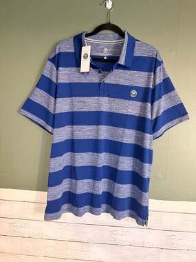 Wimbledon Sport Mens Striped Polo Shirt‎ Navy White XXL 23MP05 Moisture Wicking